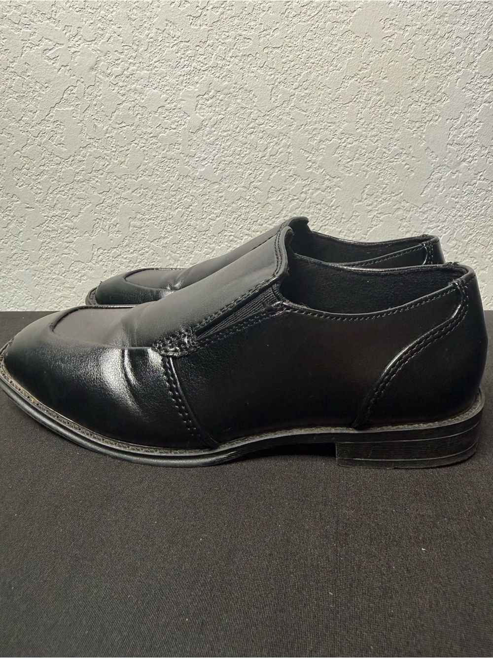 Sonoma Boys Black Loafer Dress Shoes Slip-On Square Toe Memory Foam US 13 M